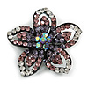 Five Petal Diamante Floral Brooch (Black&Purple)