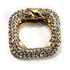 Square Shaped Crystal Scarf Pin/ Brooch (Gold Tone)