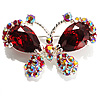 Small CZ Butterfly Brooch (Silver&Red)