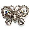 Unique Swarovski Crystal Butterfly Brooch (Silver Tone)
