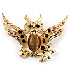 Stunning Crystal Owl Brooch (Gold Tone)