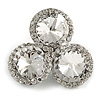 Clear Diamante Circle Art Nouveau Brooch (Silver Tone)