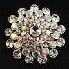 Dazzling Dom Shape Crystal Corsage Brooch (Silver, Clear & Iridescent) - 4cm Diameter