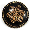 Vintage Button Shape Floral Brooch (Bronze Tone) - 40mm Width