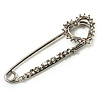 Silver Plated Crystal Open Heart Pin Brooch