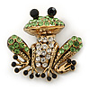 Funky Diamante 'Frog' Brooch In Burn Gold Tone - 38mm Length