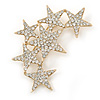 Gold Tone Clear Crystal Star Cluster Brooch - 55mm L