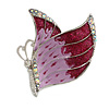 Pink/ Purple Enamel AB crystal Butterfly Brooch In Rhodium Plated Metal - 45mm