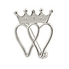 Small Double Heart and Crown Pin Brooch In Silver Tone - 25mm L