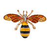 Small Funky Yellow/ Black/ Orange Bee Brooch In Gold Tone - 35mm Wide