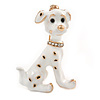 Gold Tone White/ Black Enamel Dalmatian Puppy Dog Brooch - 40mm Tall