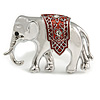 Small Adorable Elephant Brooch In Silver Tone Metal - 40mm Across