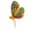 Green/ Lemon Yellow/ Pink/ Light Blue Crystal Butterfly Brooch In Gold Tone - 55mm Tall