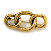 Vintage Inspired Triple Chain Link Brooch In Aged Gold Tone Metal - 45mm Across