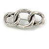 Vintage Inspired Triple Chain Link Brooch In Aged Silver Tone Metal - 45mm Across