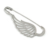 Medium Polished Silver Tone Wing Safety Pin Brooch In Silver Plating - 60mm L