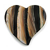 40mm L/Heart Shape Sea Shell Brooch/Black/Brown/Natural Shades/ Handmade/ Slight Variation In Colour/Natural Irregularities