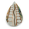 45mm L/Teardrop Shape Sea Shell Brooch/ Natural/White Shades/ Handmade/ Slight Variation In Colour/Natural Irregularities