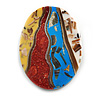 45mm L/Oval Sea Shell Brooch/Multicoloured/ Handmade/Slight Variation In Colour/Natural Irregularities