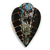 45mm L/Leaf Shape Sea Shell Brooch/Brown/Black/Abalone Shades/ Handmade/ Slight Variation In Colour/Natural Irregularities