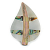 45mm L/Leaf Shape Sea Shell Brooch/Natural/Silvery/Abalone Shades/ Handmade/ Slight Variation In Colour/Natural Irregularities