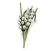 Stunning Lily-of-the-valley Enamel Floral Large Brooch in Silver Tone - 75mm Long