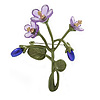 Viola Flower Floral Brooch in Green Enamel - 65mm Tall