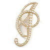 'I' Large Gold Plated White Faux Pearl Letter I Alphabet Initial Brooch Personalised Jewellery Gift - 70mm Tall