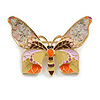 Charming Enamel Butterfly Brooch in Gold Tone/ Multicoloured - 50mm Across