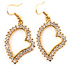 Open Crystal Heart Dangle Costume Earrings