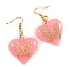 Pink Plastic Heart Drop Earrings