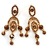 Stunning Amber Coloured Swarovski Crystal Chandelier Earrings (Gold Tone)