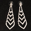 Tie Style Crystal Drop Earrings (Silver&Clear)