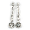 Stylish Clear Crystal Drop Earrings (Silver&Clear)