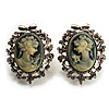 Classic Cameo CZ Clip-On Earrings (Silver Plated)