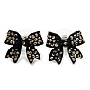Small Black Diamante 'Bow' Stud Earrings - 15mm Length