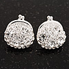 Clear Crystal 'Purse' Stud Earrings In Silver Tone Metal - 15mm Diameter
