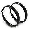 Medium Black Enamel Hoop Earrings - 5cm Diameter