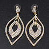 Exquisite Bridal Swarovski Clear Drop Earrings In Gold Plating - 7cm Length