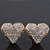 Gold Plated Crystal 'Te Amo' Heart Stud Earrings - 1.5cm