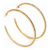 Large Slim Crystal Hoop Earrings In Gold Plating - 7cm Diameter