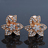 Diamante 'Flower' Clip-On Earrings In Gold Plating - 25mm Width