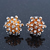 Small Crystal 'Spiky' Stud Earrings In Gold Plating - 14mm Diameter