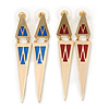 Two Pairs Blue/ Red Enamel Triangle Earring Set In Gold Plating - 7cm Length