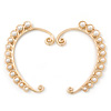 One Pair Simulated Pearl Bead Ear Hook Cuff Earring In Gold Plating