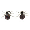 Small Deep Purple/ Black Crystal 'Spider' Stud Earrings In Silver Plating - 12mm Across