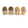 Set Of 2 Children's/ Teen's / Kid's Small 'Skull' Stud Earrings In Gold Plating - 11mm L