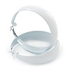 Wide Large White Enamel Hoop Earrings - 55mm Diameter