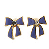Children's/ Teen's / Kid's Small Purple Enamel 'Bow' Stud Earrings In Gold Plating - 10mm Length