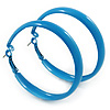 Large Sky Blue Enamel Hoop Earrings - 55mm Diameter